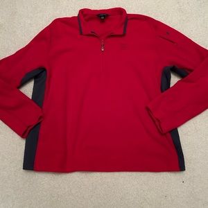 Lands End Fleece Lightweight Pullover Jacket red gray size XL